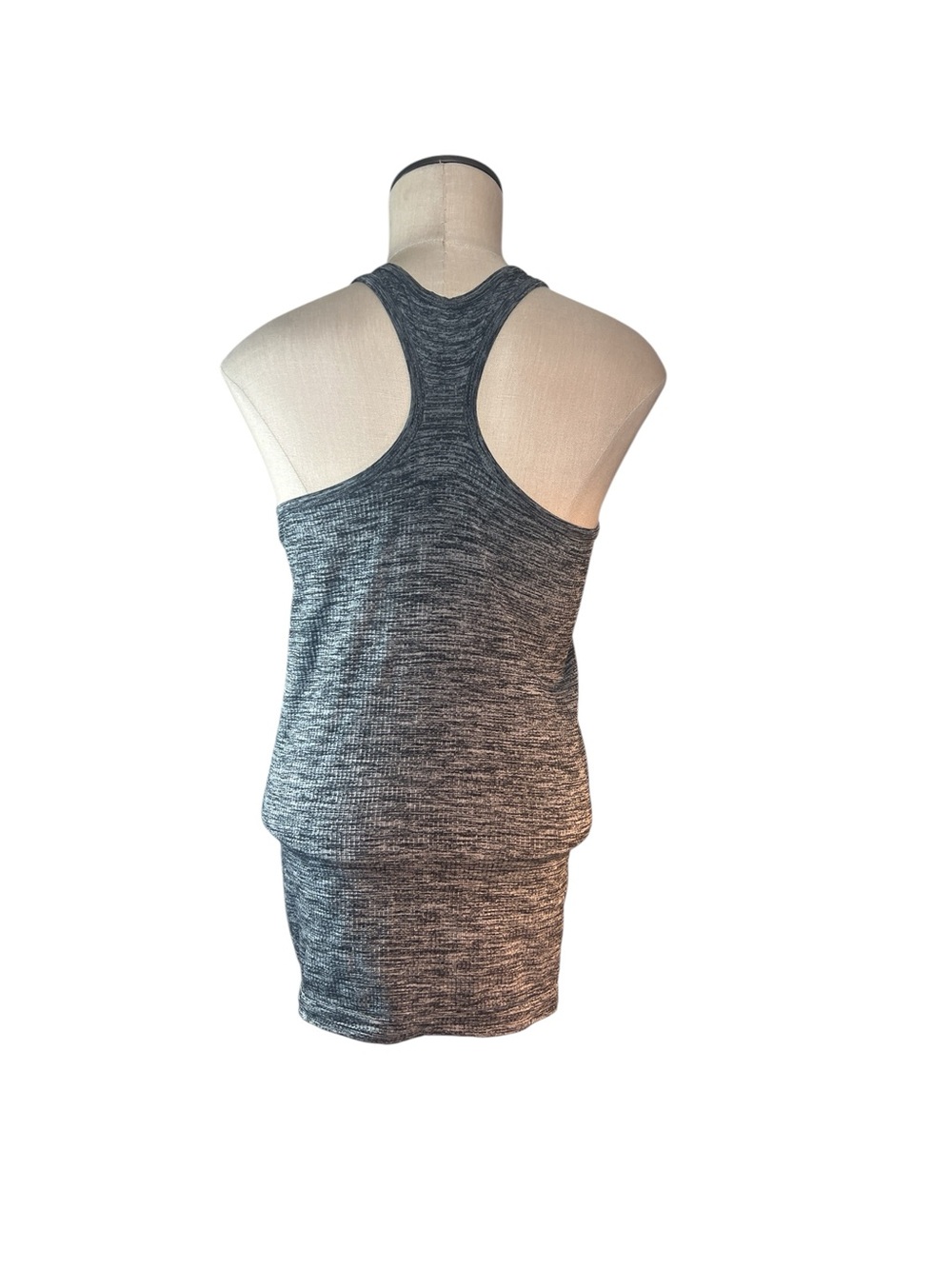Athleta Womens Renew Racerback Ribbed Tank Top in Gray /Black Space Dye Workout - Picture 4 of 5